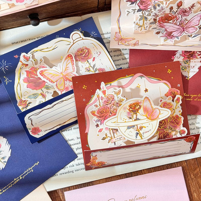Yuezhen Zhaojun Flower Rain Return Bronzing Stereo Greeting Card Mother'S Day Father'S Day Greeting Card Envelope Advanced Sense Card - Image 3